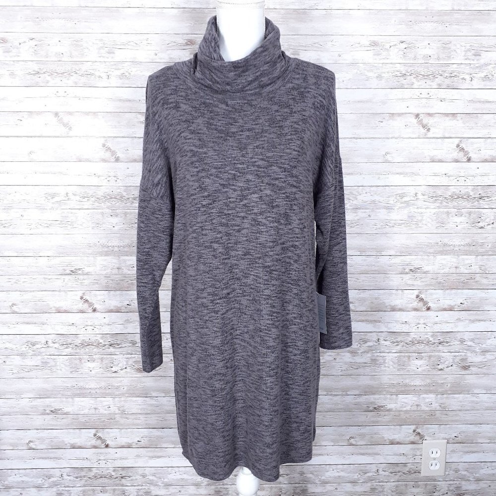 Max & Ash Sweater Dress L Turtleneck Heather Gray 80